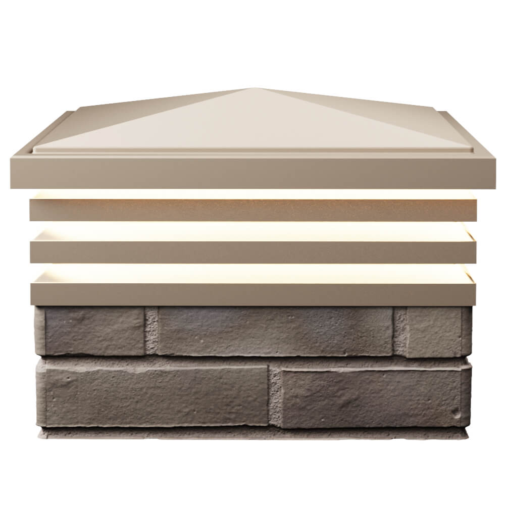 Колпак Zking Бона ХайТек Бежевый на столб 1.5х1.5 кирпича (385х385мм) с подсветкой в Харцызске фото