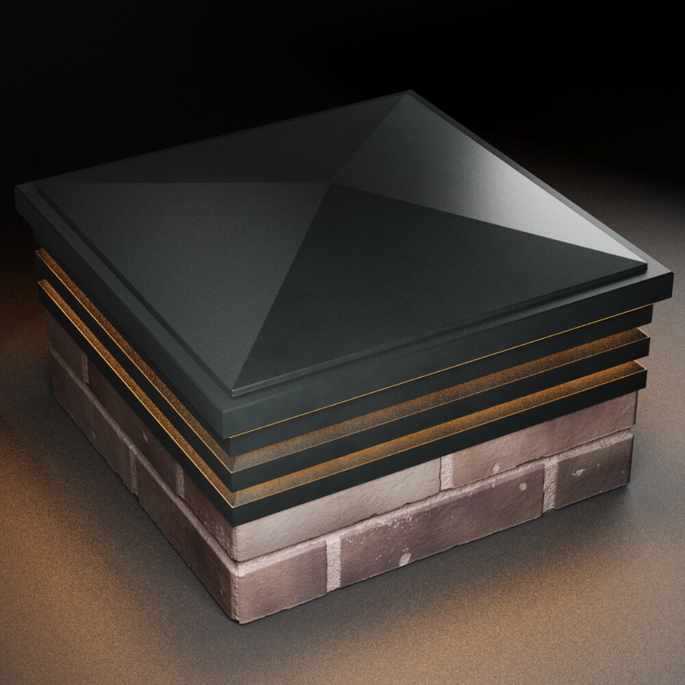 Колпак Zking Бона ХайТек Черный на столб 2х2 кирпича (513х513мм) с подсветкой в Харцызске фото