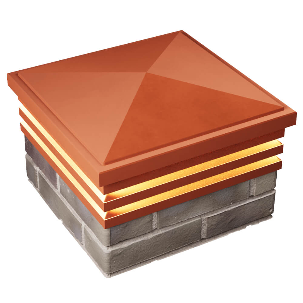 Колпак Zking Бона ХайТек Красный на столб 1.5х1.5 кирпича (385х385мм) с подсветкой в Харцызске фото