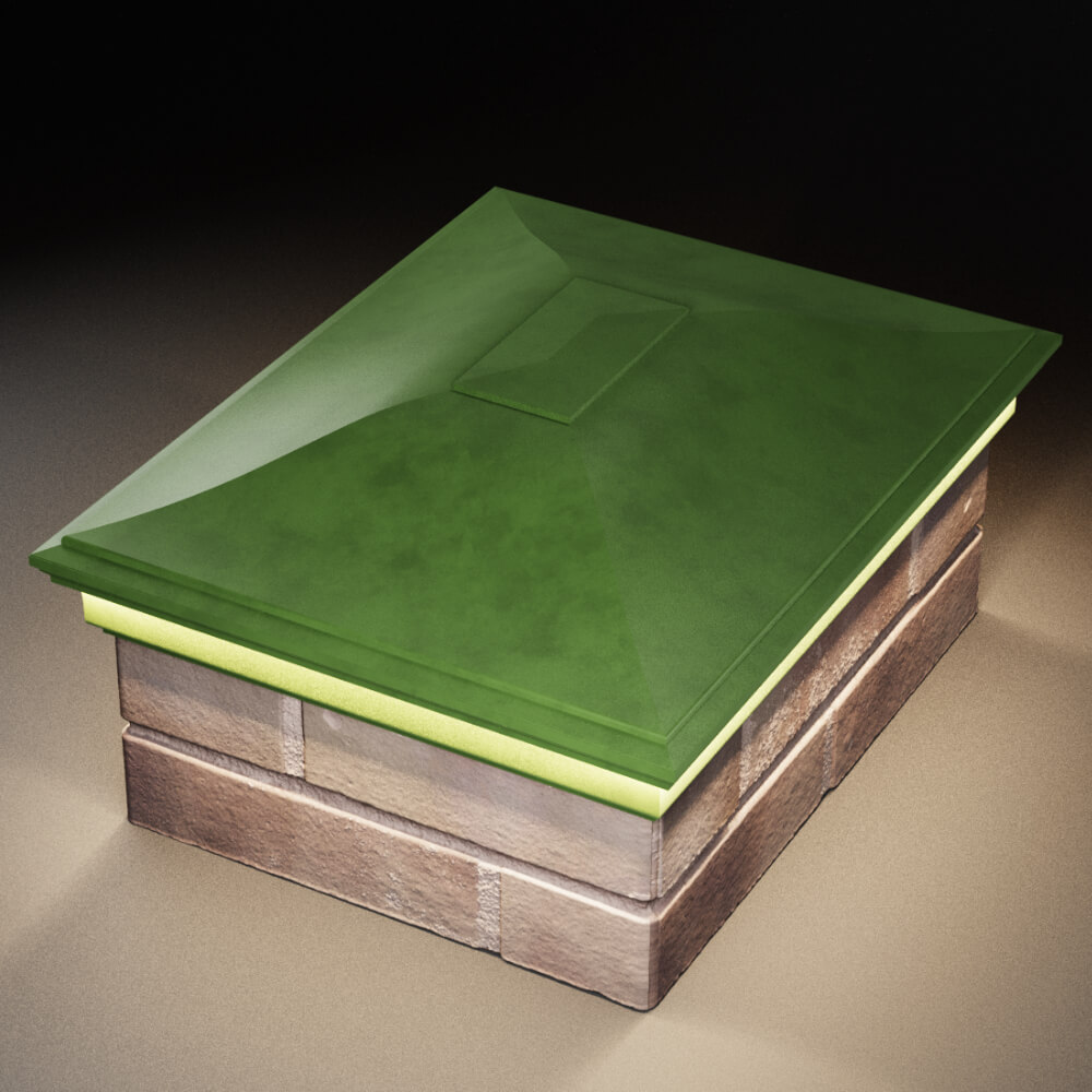 Колпак Zking Монблан Зеленый на столб 2х1.5 кирпича (515х385мм) c подсветкой в Харцызске фото