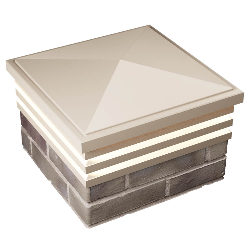 Колпак Zking Бона ХайТек Бежевый на столб 1.5х1.5 кирпича (385х385мм) с подсветкой в Харцызске фото