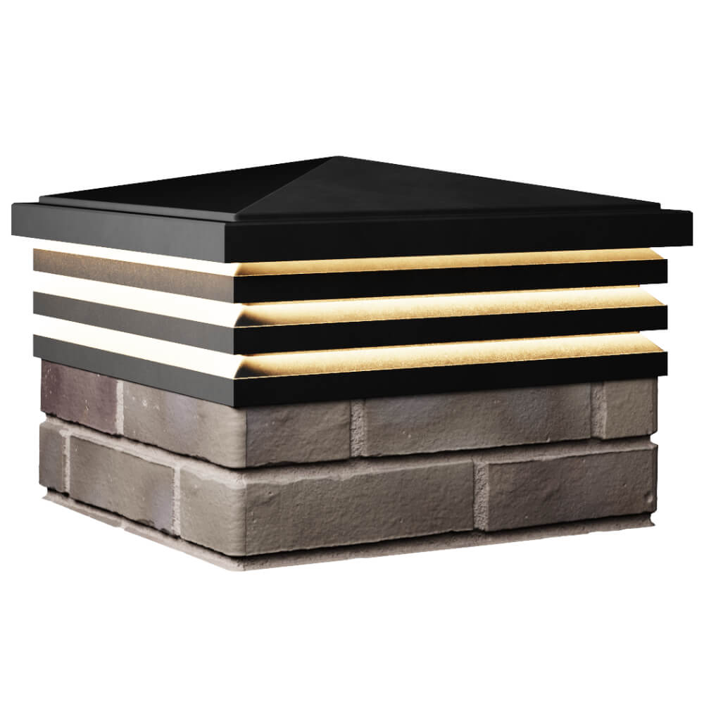 Колпак Zking Бона ХайТек Черный на столб 1.5х1.5 кирпича (385х385мм) с подсветкой в Харцызске фото