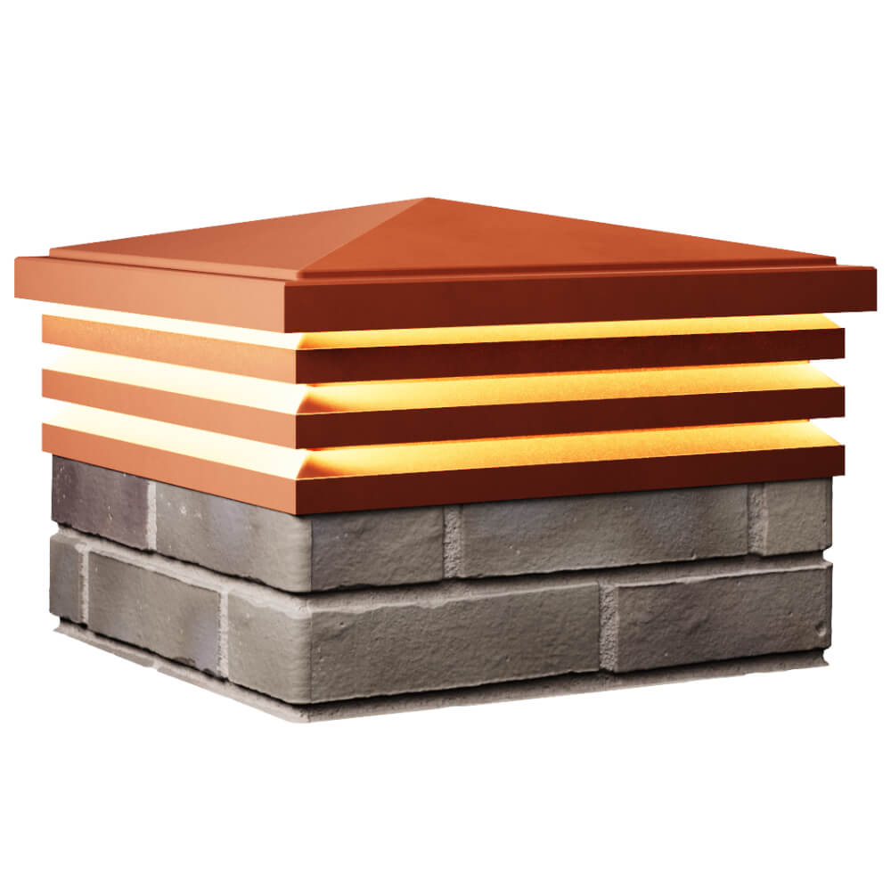 Колпак Zking Бона ХайТек Красный на столб 1.5х1.5 кирпича (385х385мм) с подсветкой в Харцызске фото