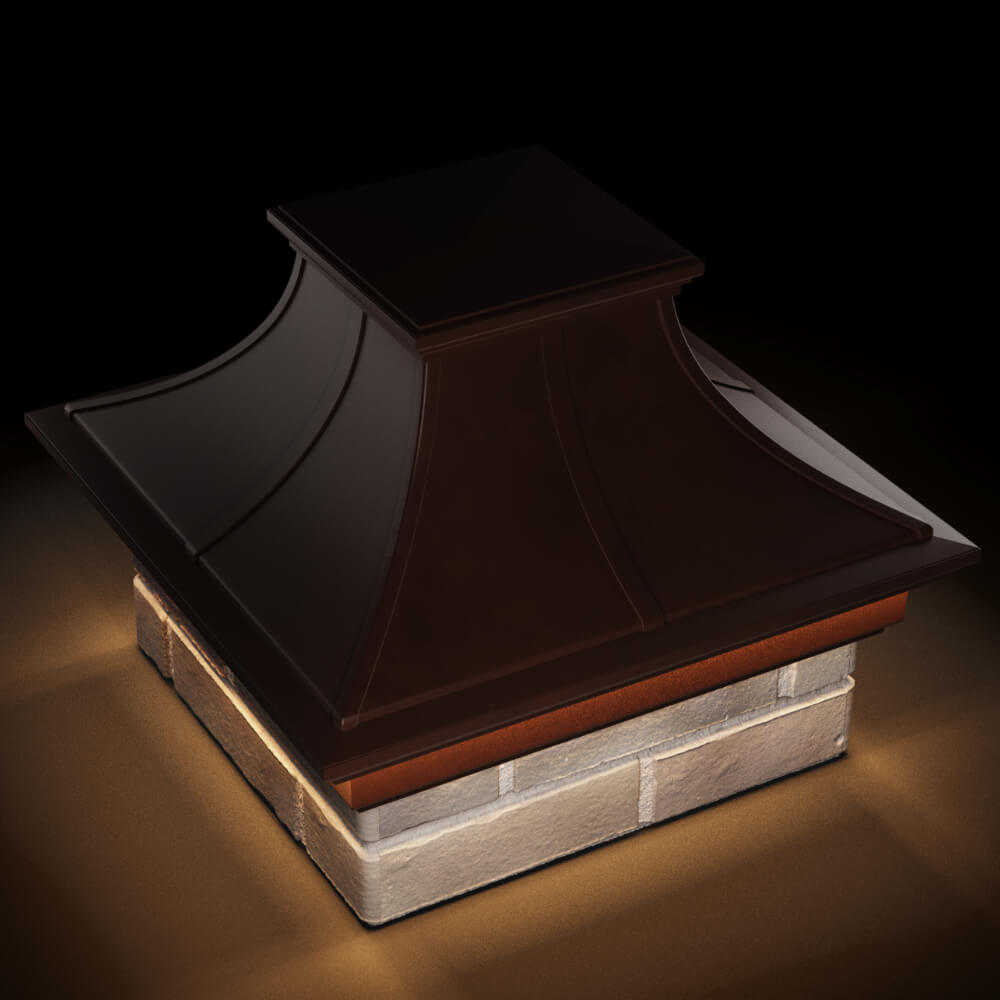 Колпак Zking Монблан Премиум Коричневый на столб 1.5х1.5 кирпича (385х385мм) с подсветкой в Харцызске фото