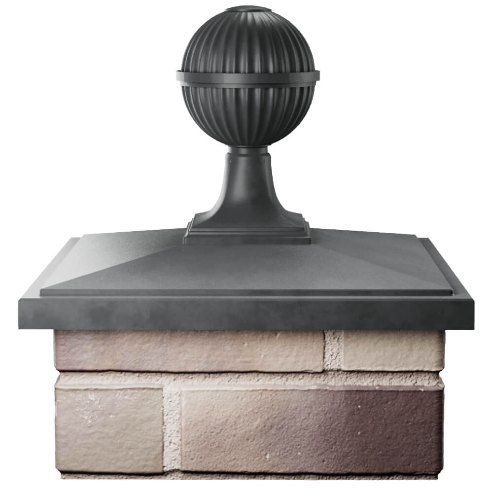 Колпак Zking БонаМоно Серый с шаром на столб 1.5х1.5 кирпича (385х385, 400х400мм) в сборе Харцызск фото