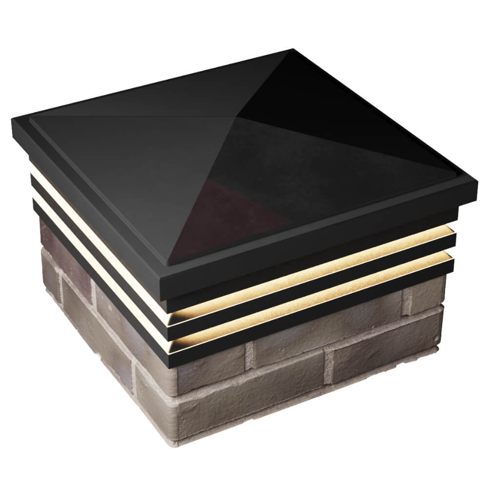 Колпак Zking Бона ХайТек Черный на столб 1.5х1.5 кирпича (385х385мм) с подсветкой в Харцызске фото