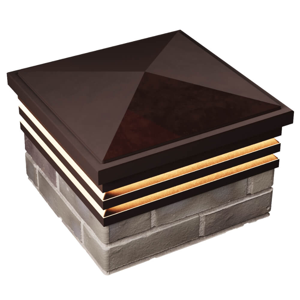 Колпак Zking Бона ХайТек Коричневый на столб 1.5х1.5 кирпича (385х385мм) с подсветкой в Харцызске фото