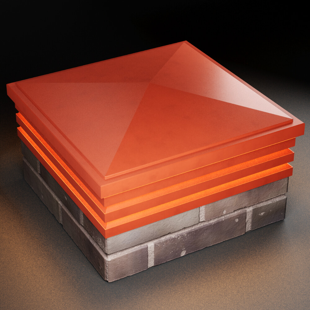 Колпак Zking Бона ХайТек Красный на столб 2х2 кирпича (513х513мм) с подсветкой в Харцызске фото