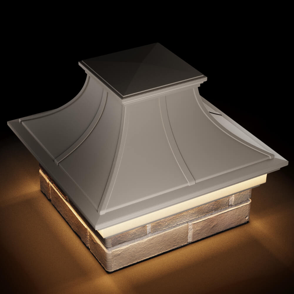 Колпак Zking Монблан Премиум Бежевый на столб 1.5х1.5 кирпича (385х385мм) с подсветкой в Харцызске фото