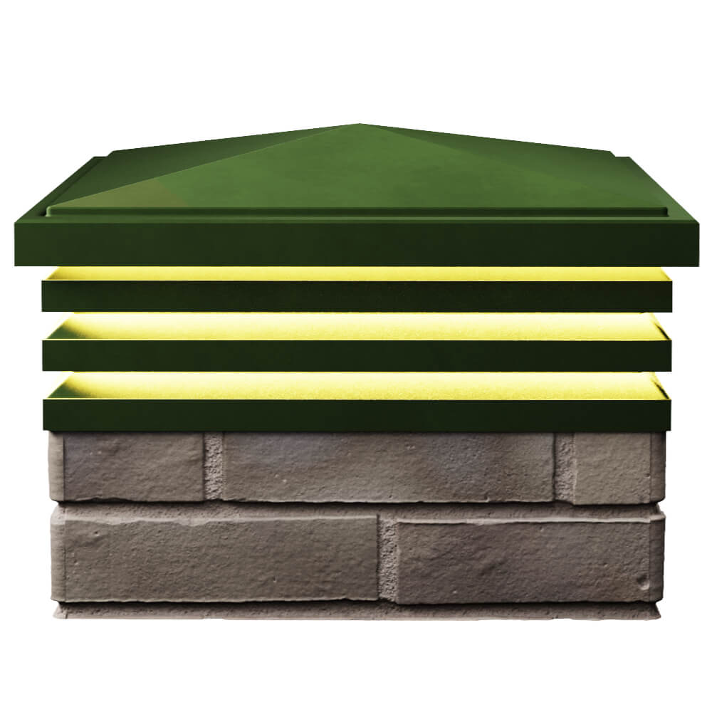 Колпак Zking Бона ХайТек Зеленый на столб 1.5х1.5 кирпича (385х385мм) с подсветкой в Харцызске фото