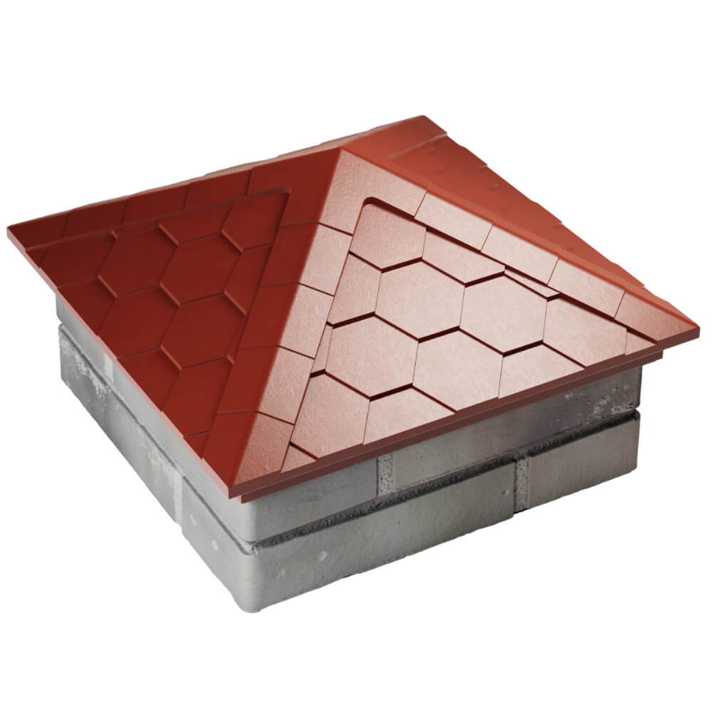 Колпак Zking Эверест Красный на столб 1.5х1.5 кирпича (390х390мм) в Харцызске фото