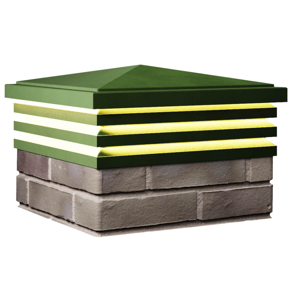 Колпак Zking Бона ХайТек Зеленый на столб 1.5х1.5 кирпича (385х385мм) с подсветкой в Харцызске фото