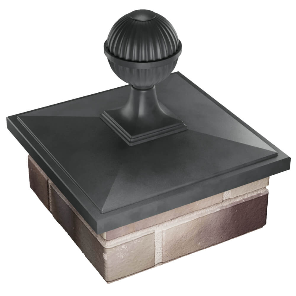Колпак Zking БонаМоно Серый с шаром на столб 1.5х1.5 кирпича (385х385, 400х400мм) в сборе в Харцызске фото