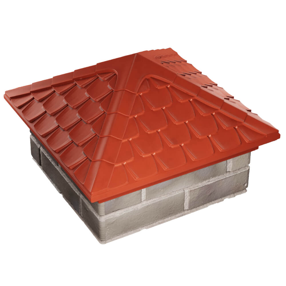 Колпак Zking Эльбрус Красный на столб 1.5х1.5 кирпича (385х385мм) в Харцызске фото