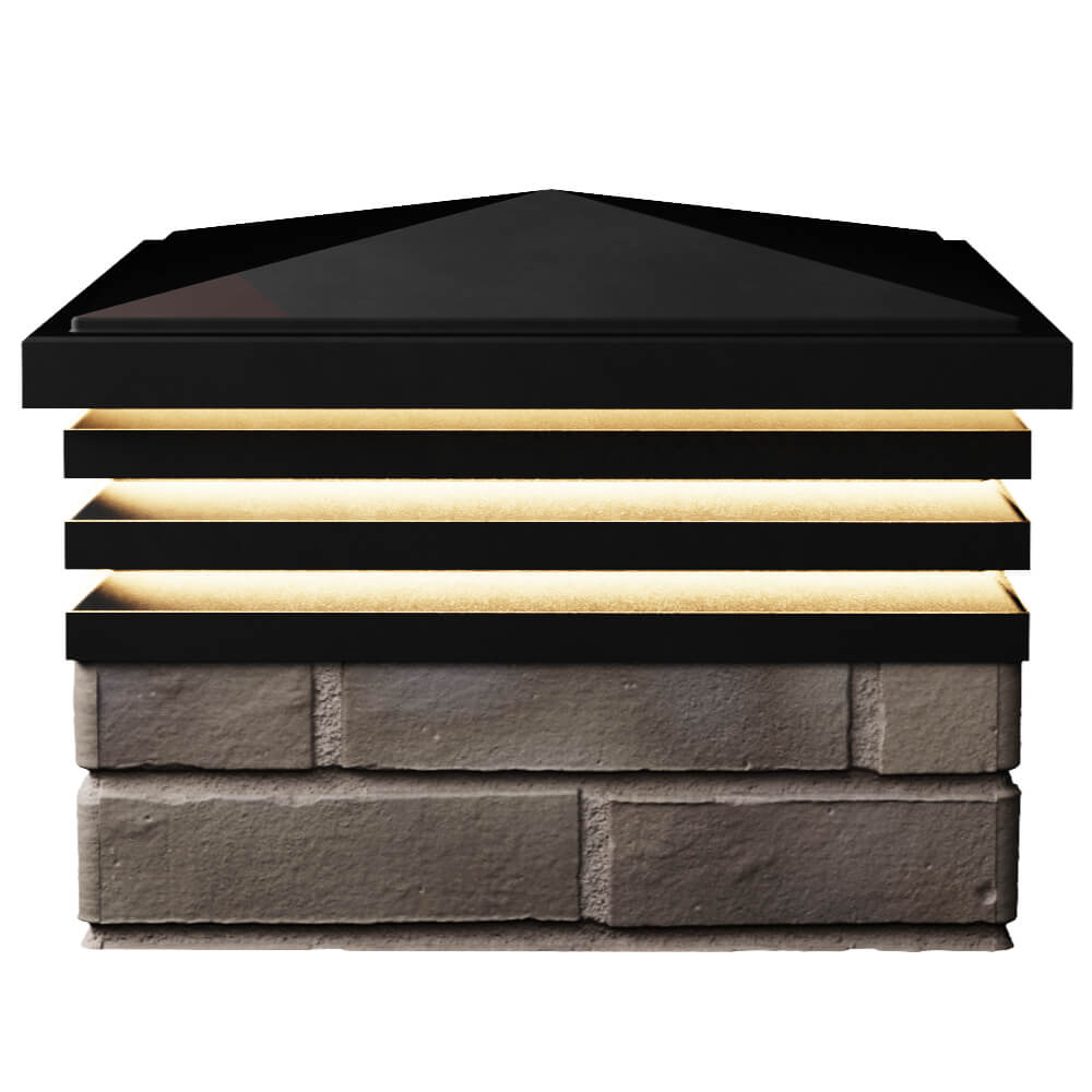 Колпак Zking Бона ХайТек Черный на столб 1.5х1.5 кирпича (385х385мм) с подсветкой в Харцызске фото