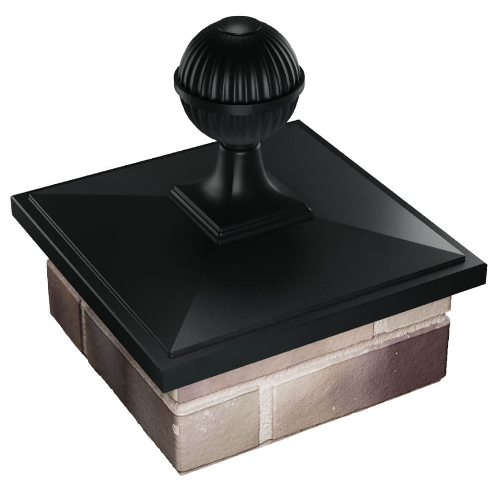 Колпак Zking БонаМоно Черный с шаром на столб 1.5х1.5 кирпича (385х385, 400х400мм) в сборе в Харцызске фото