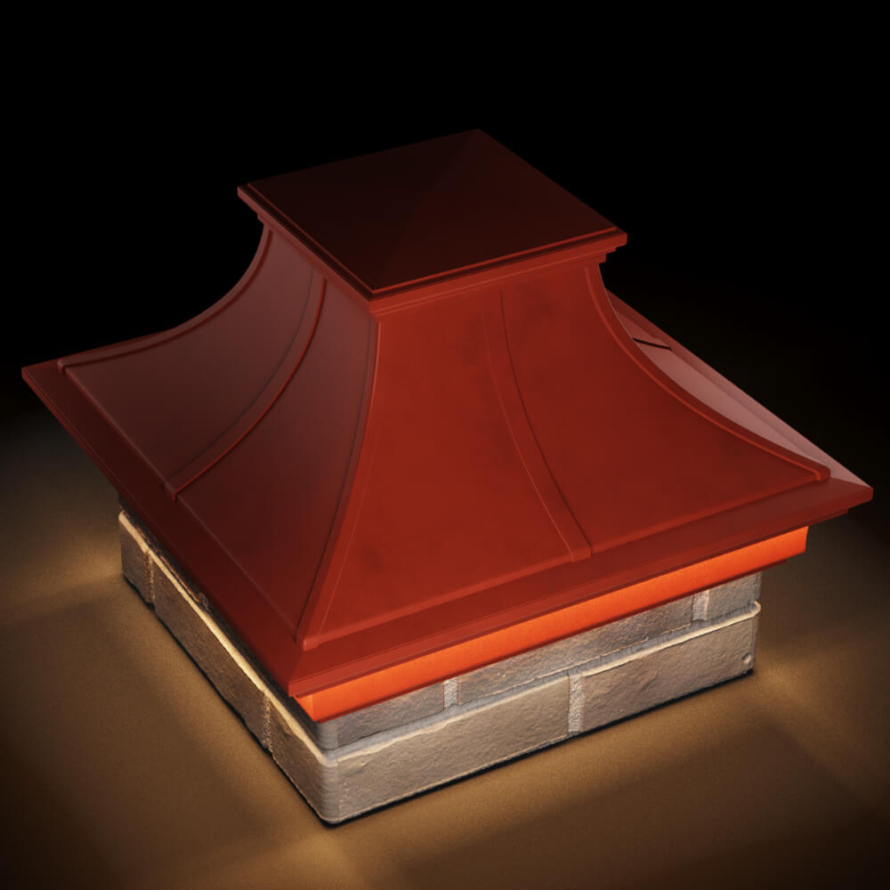 Колпак Zking Монблан Премиум Красный на столб 1.5х1.5 кирпича (385х385мм) с подсветкой в Харцызске фото