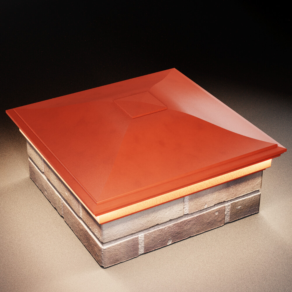 Колпак Zking Монблан Красный на столб 2х2 кирпича (515х515мм) c подсветкой в Харцызске фото