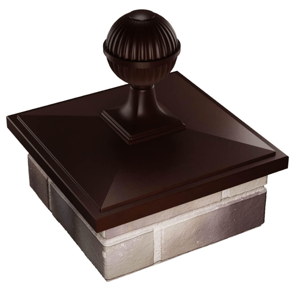 Колпак Zking БонаМоно Коричневый с шаром на столб 1.5х1.5 кирпича (385х385, 400х400мм) в сборе в Харцызске фото