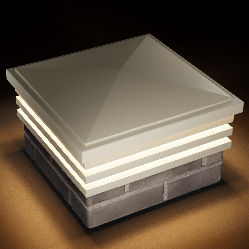 Колпак Zking Бона ХайТек Бежевый на столб 1.5х1.5 кирпича (385х385мм) с подсветкой в Харцызске фото