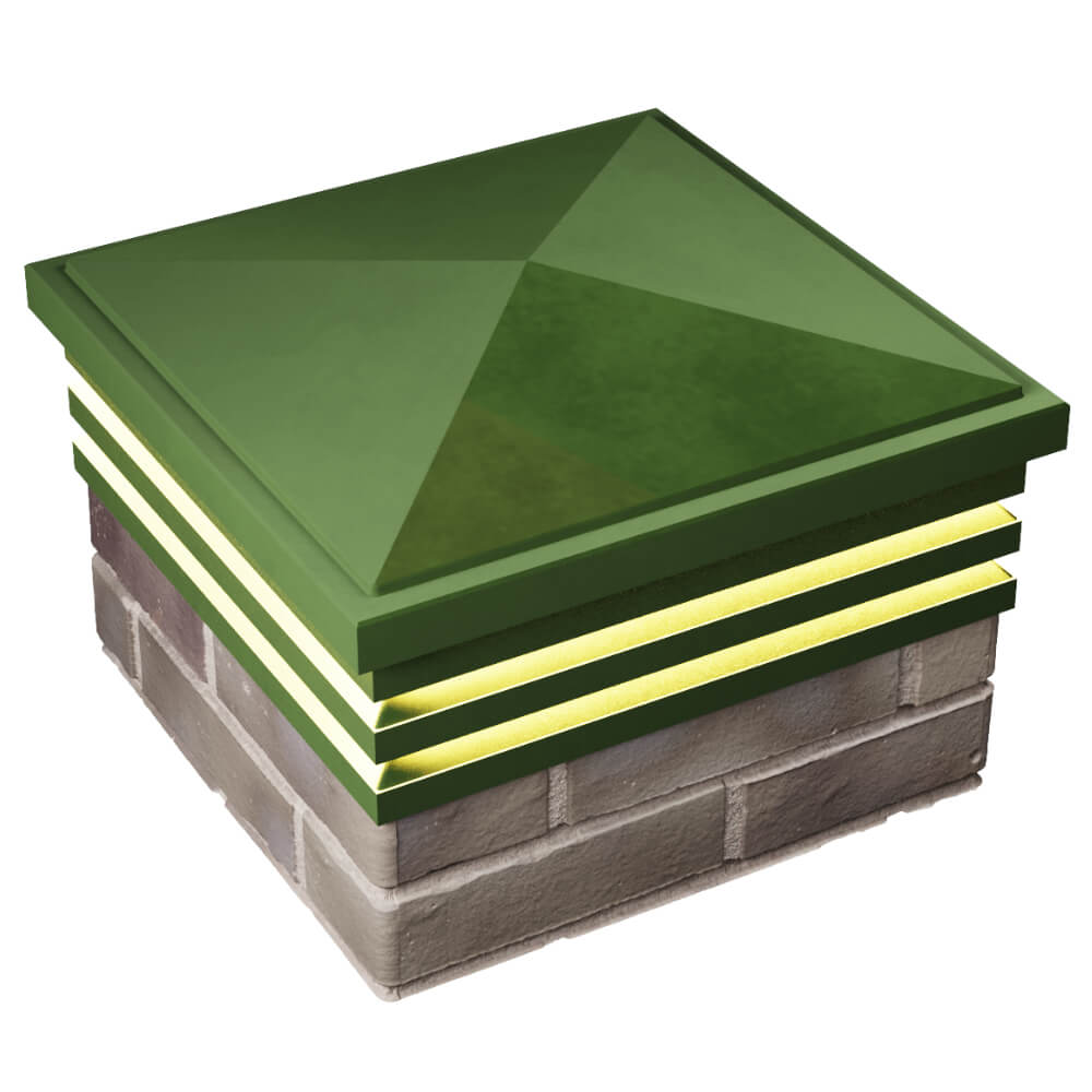 Колпак Zking Бона ХайТек Зеленый на столб 1.5х1.5 кирпича (385х385мм) с подсветкой в Харцызске фото