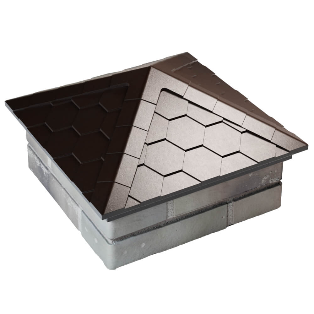 Колпак Zking Эверест Коричневый на столб 1.5х1.5 кирпича (390х390мм) в Харцызске фото