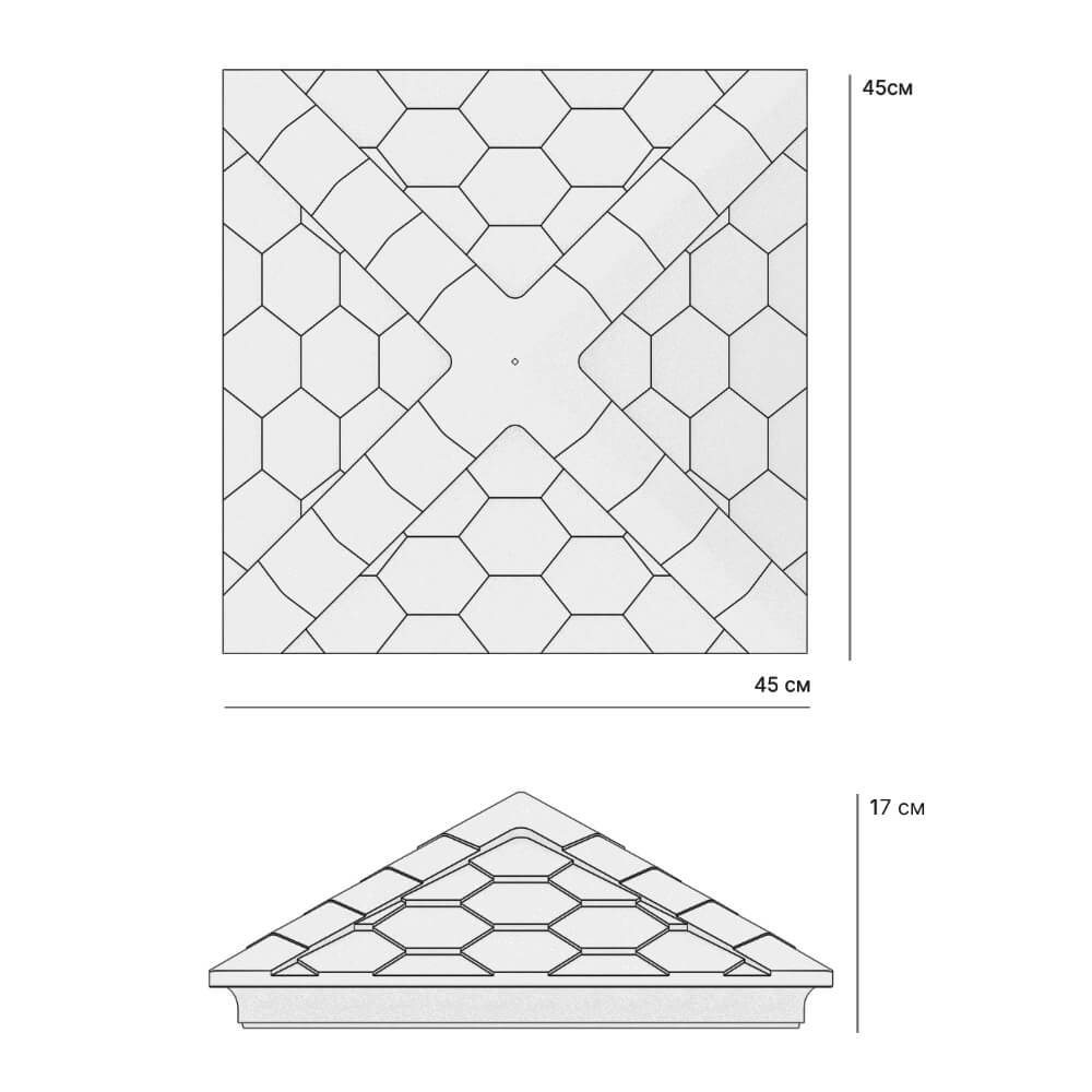 Колпак Zking Эверест Серый на столб 1.5х1.5 кирпича (390х390мм) в Харцызске фото