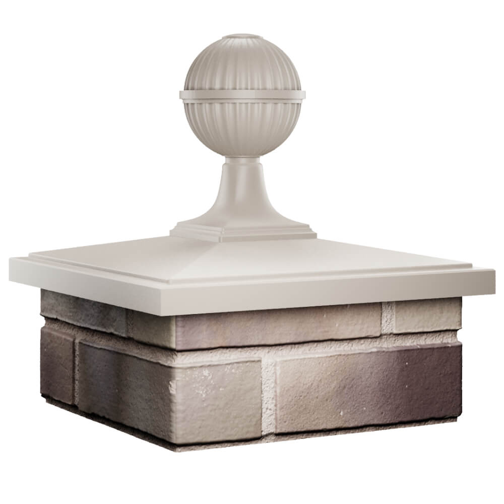 Колпак Zking БонаМоно Бежевый с шаром на столб 1.5х1.5 кирпича (385х385, 400х400мм) в сборе в Харцызске фото