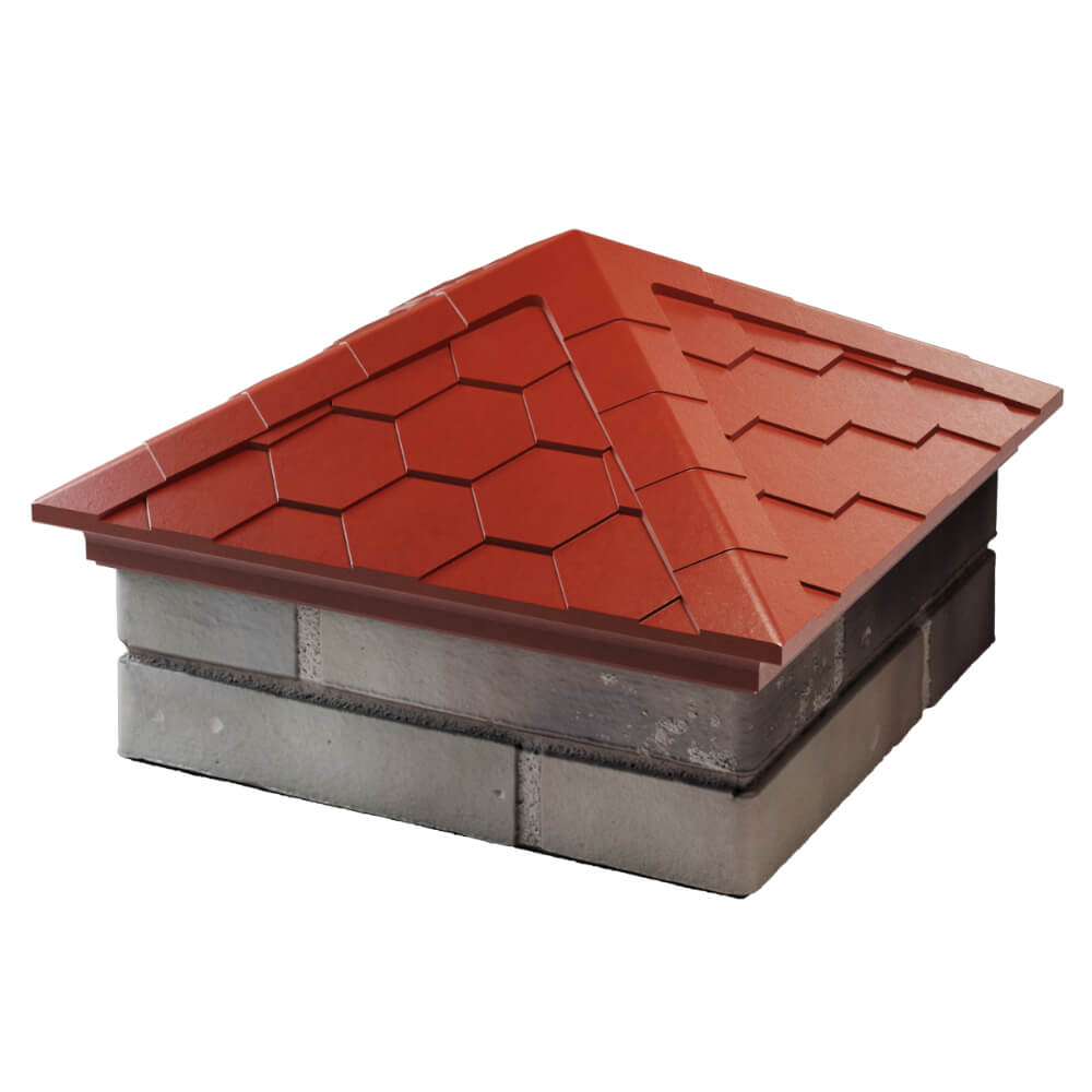 Колпак Zking Эверест Красный на столб 1.5х1.5 кирпича (390х390мм) в Харцызске фото