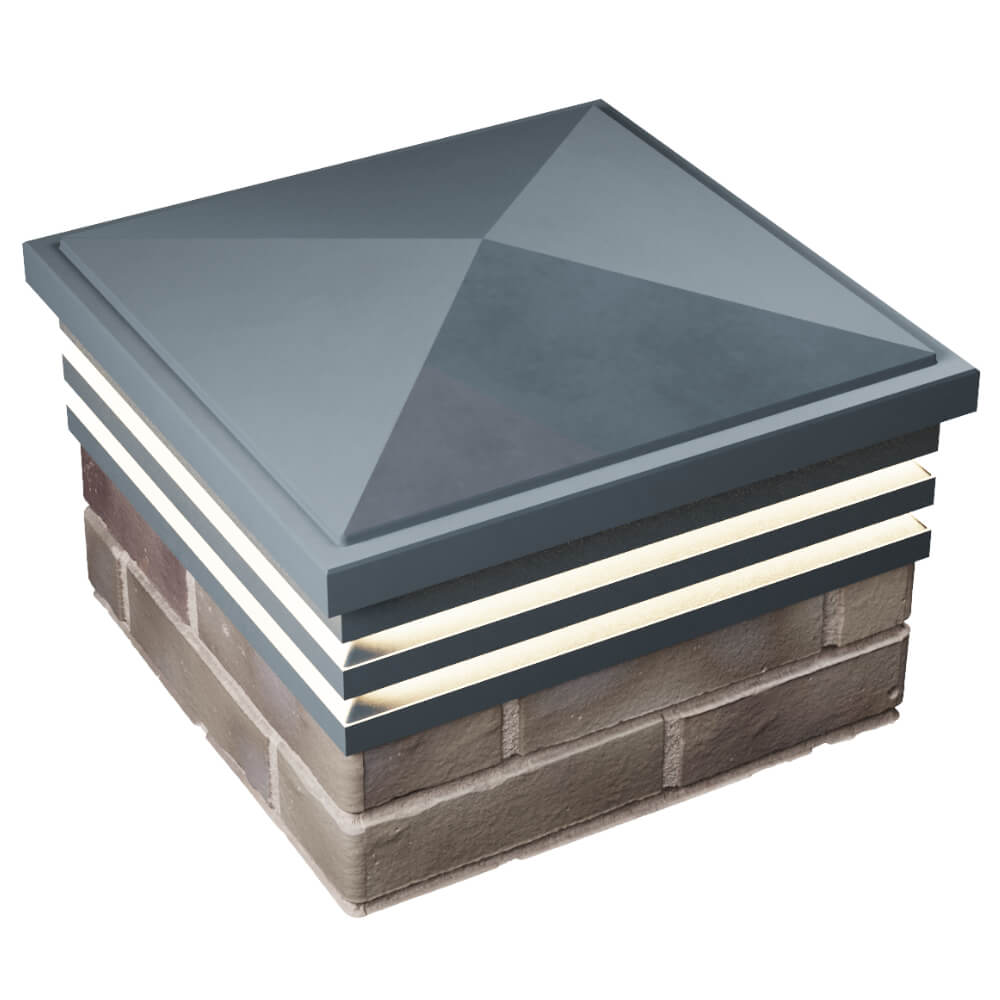 Колпак Zking Бона ХайТек Серый на столб 1.5х1.5 кирпича (385х385мм) с подсветкой в Харцызске фото