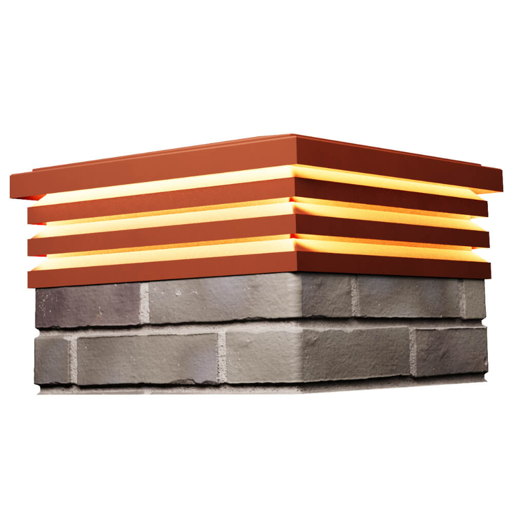 Колпак Zking Бона ХайТек Красный на столб 1.5х1.5 кирпича (385х385мм) с подсветкой в Харцызске фото