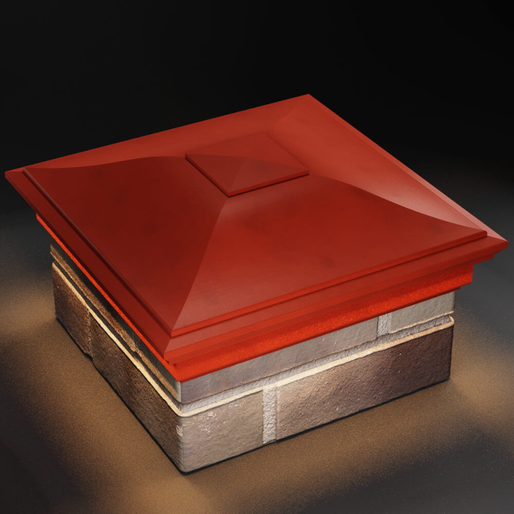 Колпак Zking Монблан Красный на столб 1.5х1.5 кирпича (385х385мм) с подсветкой в Харцызске фото