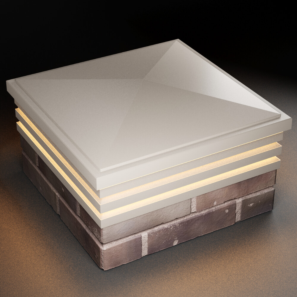 Колпак Zking Бона ХайТек Бежевый на столб 2х2 кирпича (513х513мм) с подсветкой в Харцызске фото