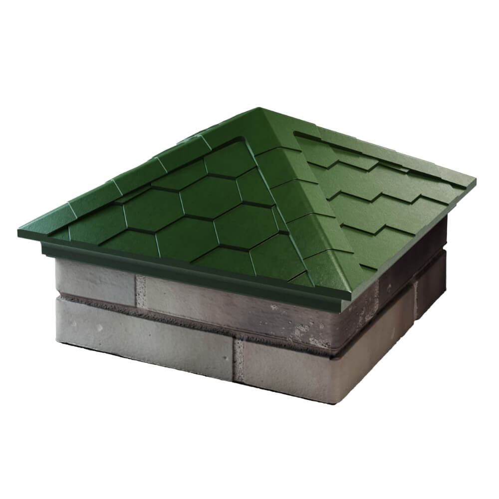 Колпак Zking Эверест Зеленый на столб 1.5х1.5 кирпича (390х390мм) в Харцызске фото