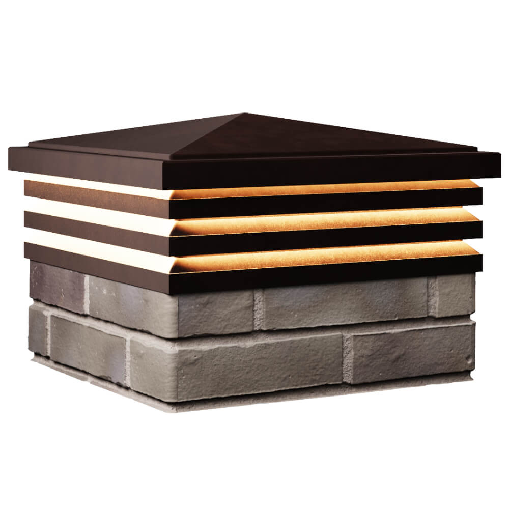 Колпак Zking Бона ХайТек Коричневый на столб 1.5х1.5 кирпича (385х385мм) с подсветкой в Харцызске фото