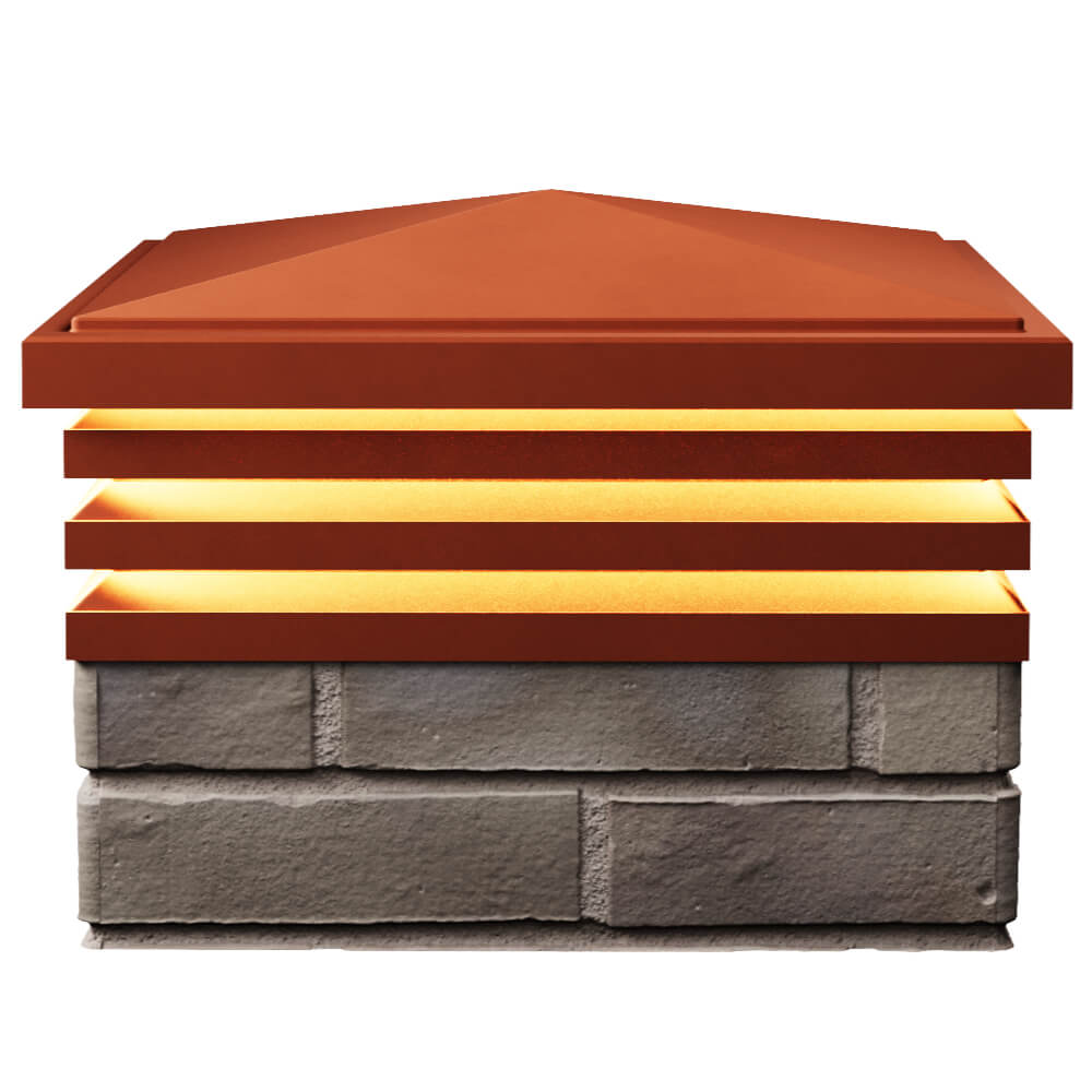 Колпак Zking Бона ХайТек Красный на столб 1.5х1.5 кирпича (385х385мм) с подсветкой в Харцызске фото