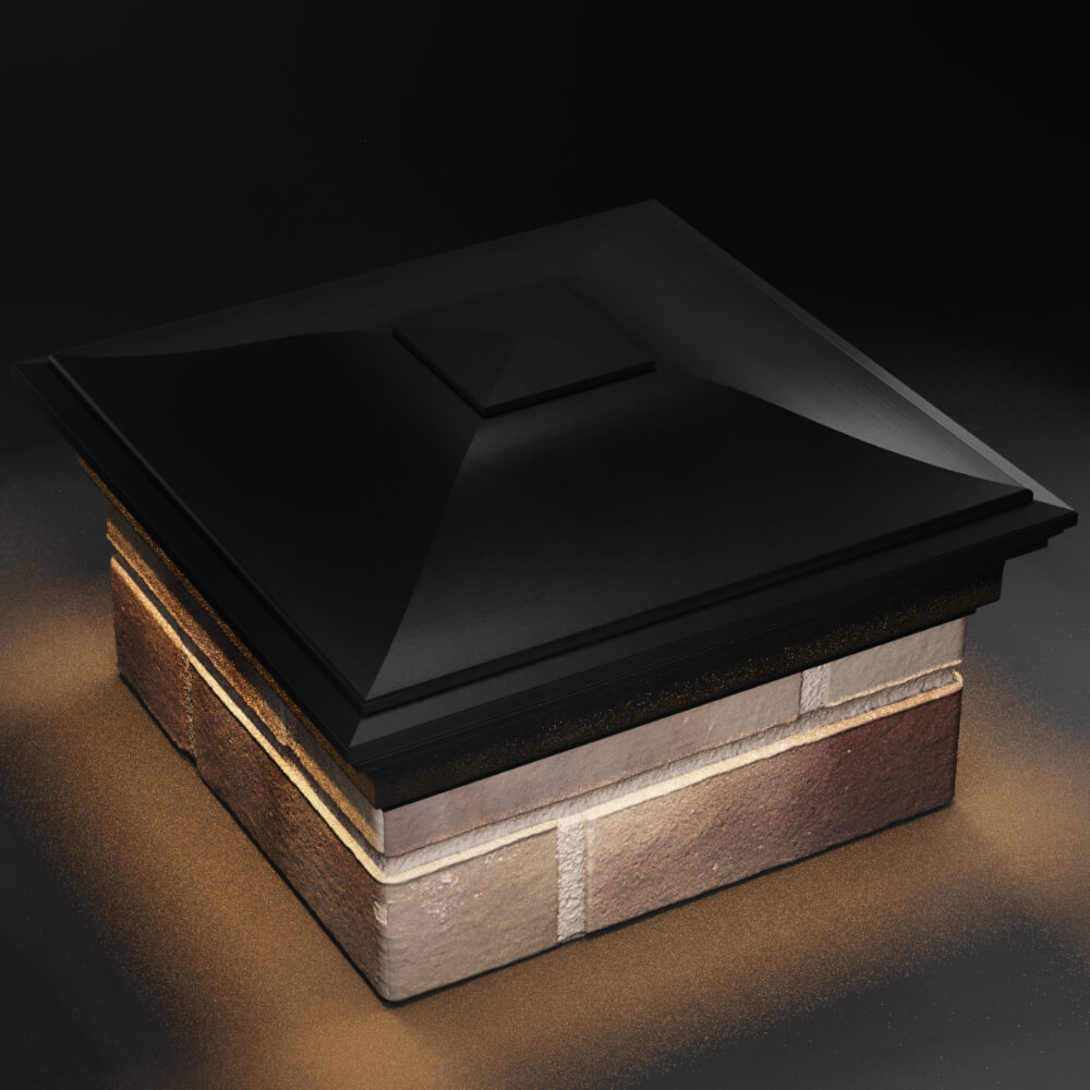 Колпак Zking Монблан Черный на столб 1.5х1.5 кирпича (385х385мм) с подсветкой в Харцызске фото