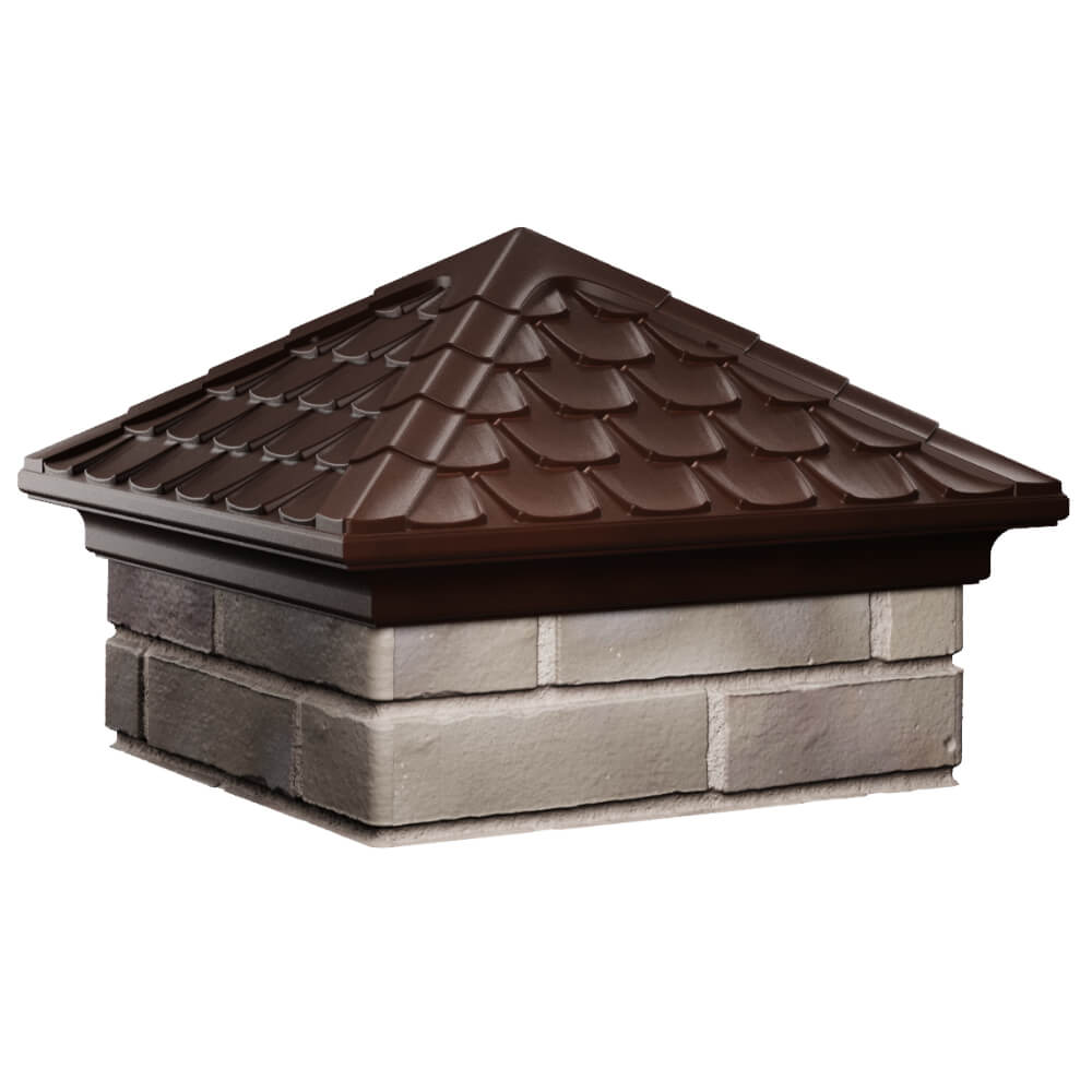 Колпак Zking Эльбрус Коричневый на столб 1.5х1.5 кирпича (385х385мм) в Харцызске фото
