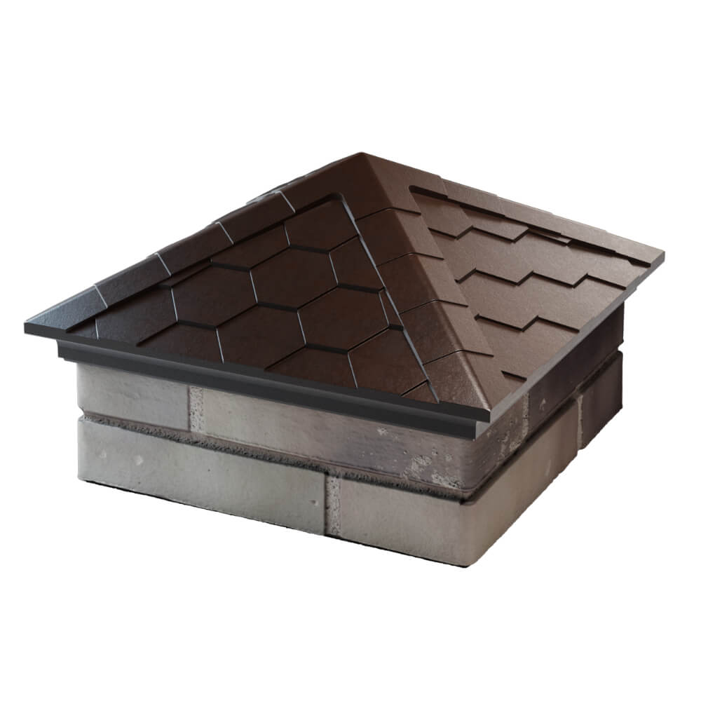 Колпак Zking Эверест Коричневый на столб 1.5х1.5 кирпича (390х390мм) в Харцызске фото