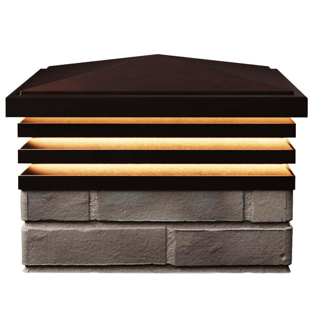 Колпак Zking Бона ХайТек Коричневый на столб 1.5х1.5 кирпича (385х385мм) с подсветкой в Харцызске фото